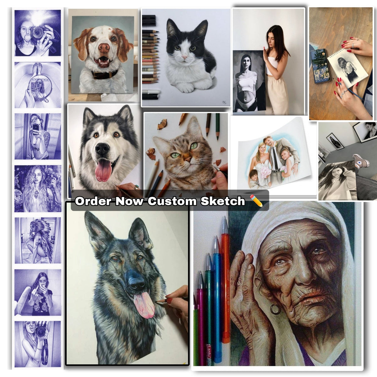 Custom pet portrait artwork